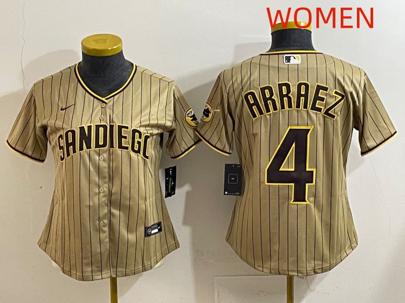 Women San Diego Padres #4 Arraez Brown Stripe Game 2025 Nike MLB Jersey style 3